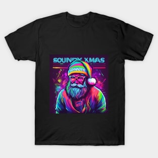 Santa DJ colored Christmas Party Electronic Music T-Shirt